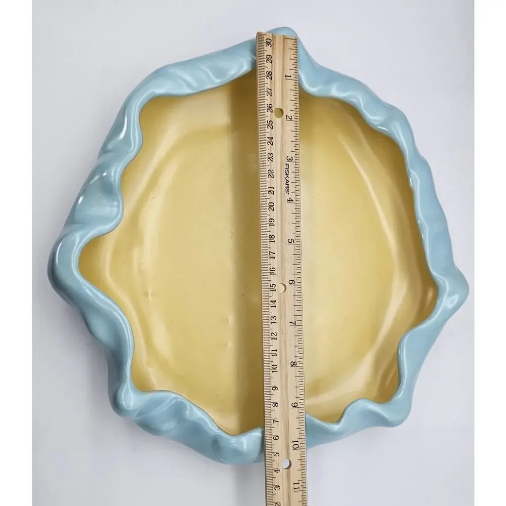 Vintage Metlox PoppyTrail Blue & Yellow Free Form Centerpiece Bowl MCM USA